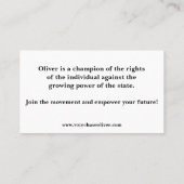 Chase Oliver voor President Bellende Auto Contactkaartje (Achterkant)