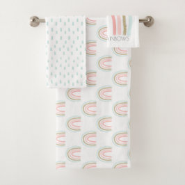 Chase Rainbows Pastel Colors & Faux Gold Glitter Bad Handdoek