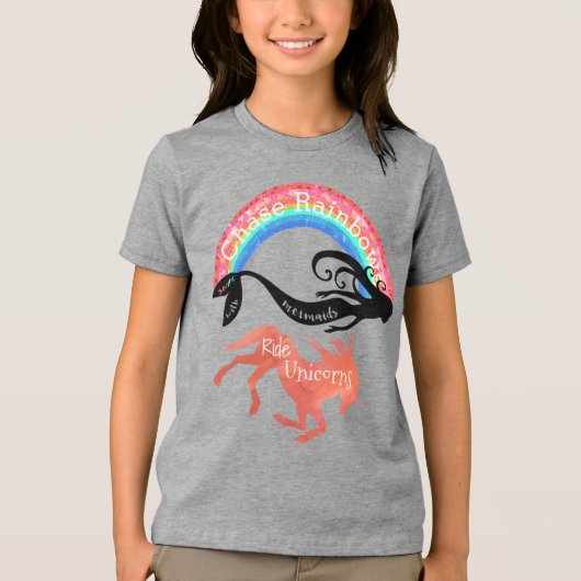 Chase Rainbows Swim met Mermaids, Ride Unicorns Tri-Blend Shirt (Voorkant)