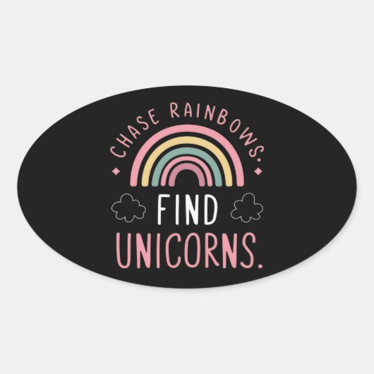 Chase Rainbows Zoek eenhoorns Ovale Sticker (Voorkant)