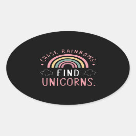 Chase Rainbows Zoek eenhoorns Ovale Sticker