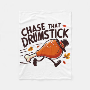 Chase That Drumstick - Turkey Trot Hardlopen Thank Fleece Deken