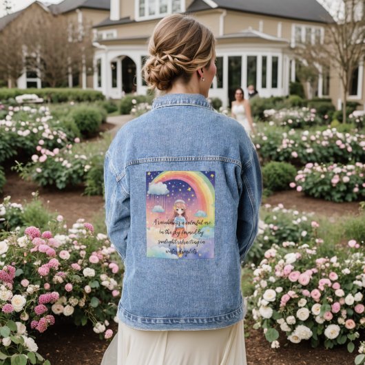 "Chase the Colors: Regenboog geïnspireerd denim ja Jacket (Huwelijk Achterkant)