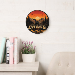 Chase the Horizon Vintage Retro Zonsondergang Grote Klok