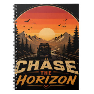 Chase the Horizon Vintage Retro Zonsondergang Notitieboek