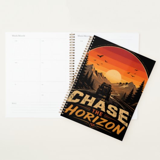 Chase the Horizon Vintage Retro Zonsondergang Planner (Display)