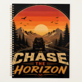 Chase the Horizon Vintage Retro Zonsondergang Planner (Voorkant)