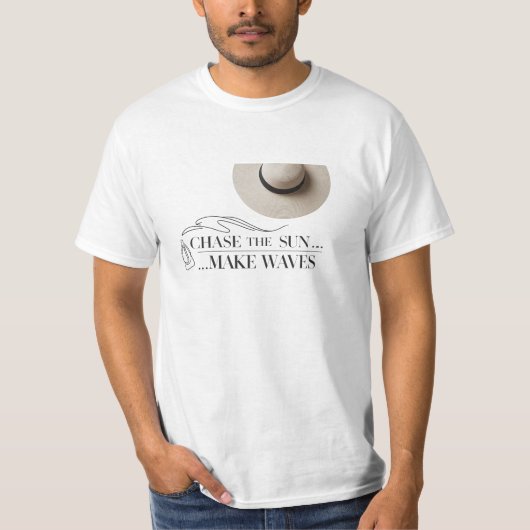 Chase the Sun, Make Waves – Minimalistisch T-shirt (Voorkant)