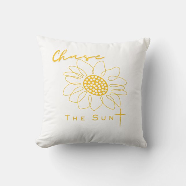 "Chase the Sun" Sunflower Outdoor Throw Pillow Kussen (Voorkant)