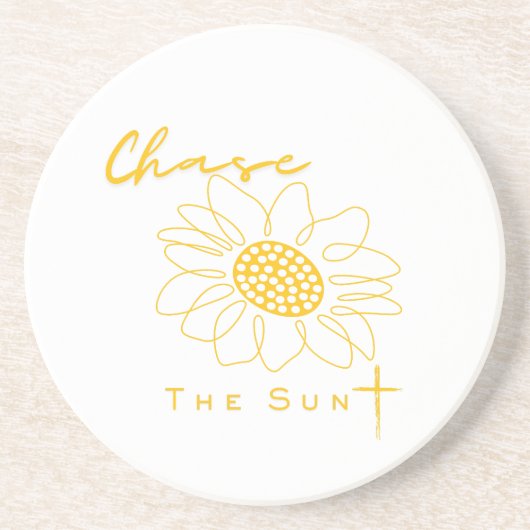 "Chase the Sun" Sunflower Stone Coaster Zandsteen Onderzetter (Voorkant)