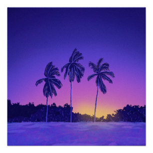 Chase the Sun – Tropische Palmboom Zonsondergang S Perfect Poster