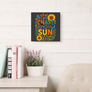 Chase the sun Wall Clock Vierkante Klok