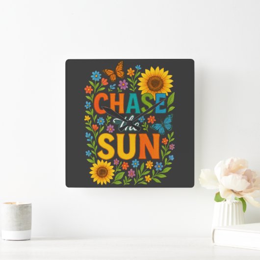 Chase the sun Wall Clock Vierkante Klok (Huis)