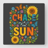 Chase the sun Wall Clock Vierkante Klok (Voorkant)