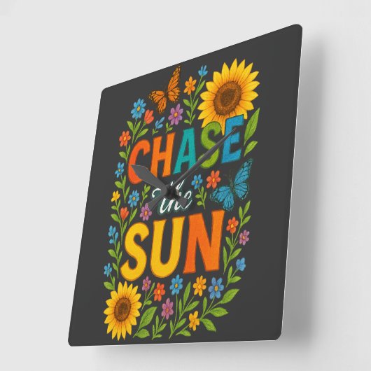 Chase the sun Wall Clock Vierkante Klok (Hoek)