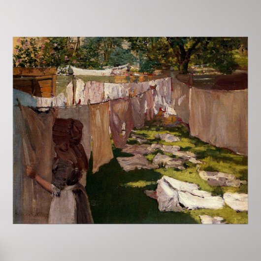 Chase - Wasmoment, achtertuin, Brooklyn 1886 Poster (Voorkant)