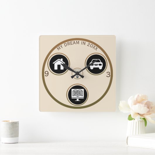 Chase Your Dreams Personal Wall Clock Vierkante Klok (Huis)