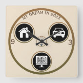 Chase Your Dreams Personal Wall Clock Vierkante Klok (Voorkant)