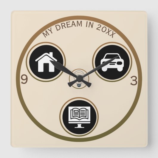 Chase Your Dreams Personal Wall Clock Vierkante Klok (Voorkant)