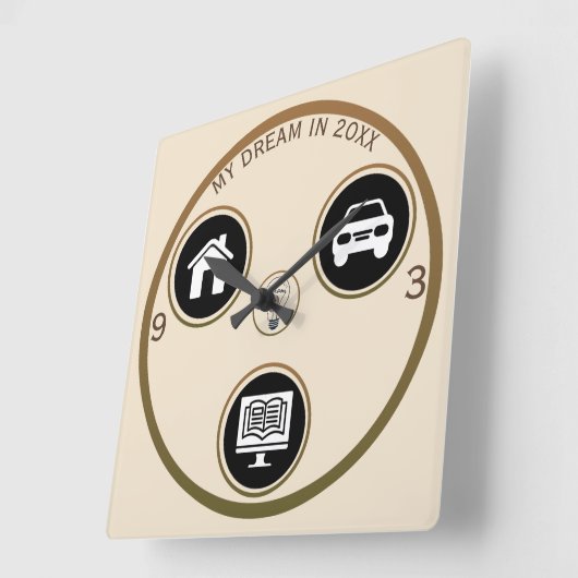 Chase Your Dreams Personal Wall Clock Vierkante Klok (Hoek)