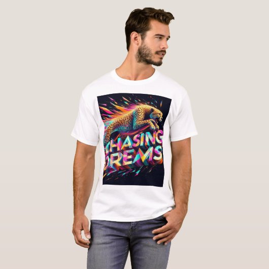 Chasing Dreams - Vibrant Cheetah in Neon Prism T-shirt (Voorkant volledig)