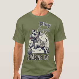 Chasing Joy: Happy Grey Pup in beweging T-shirt