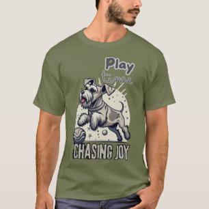 Chasing Joy: Happy Grey Pup in beweging T-shirt