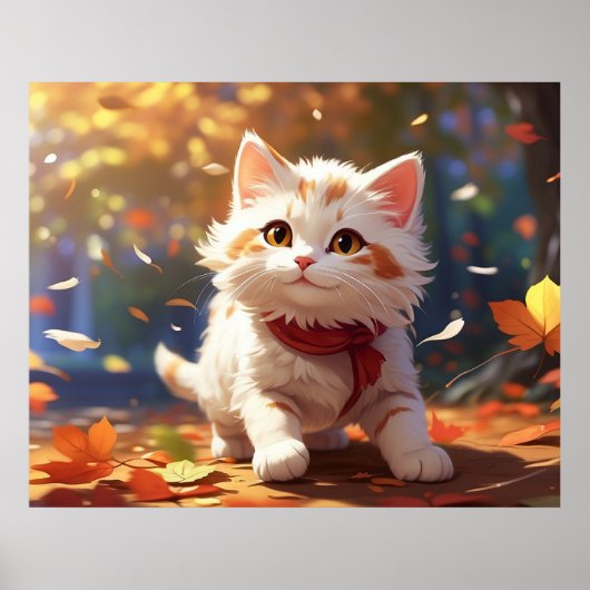 *~* Chasing Leaves Kitten 5:4 Kitty Cat AP68 Poster (Voorkant)
