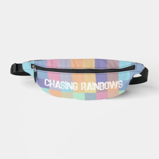 Chasing Rainbows Pastel Kleuren Buffel Check Plaid Heuptasje (Voorkant)