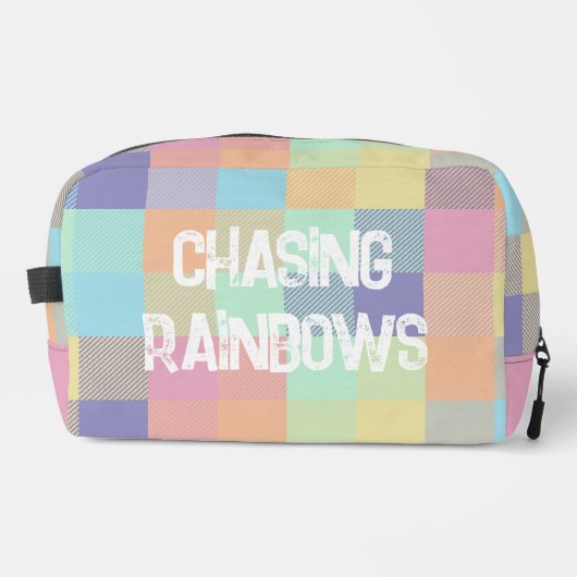 Chasing Rainbows Pastel Kleuren Buffel Check Plaid Toilettasje (Voorkant)