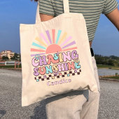 Chasing Sunshine Gepersonaliseerde Retro Zomer Gra Tote Bag