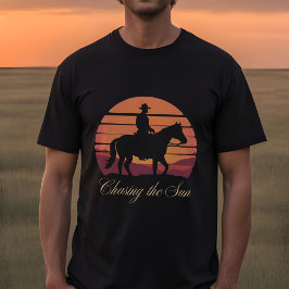 Chasing the Sunset - Minimalistisch Cowboy Silhoue T-shirt