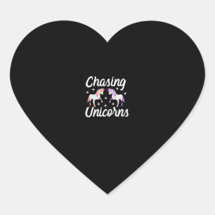Chasing Unicorns Magische T-shirt met lange mouwen Hart Sticker