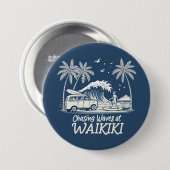 Chasing Waves at Waikiki Ronde Button 7,6 Cm (Voorkant /achterkant)