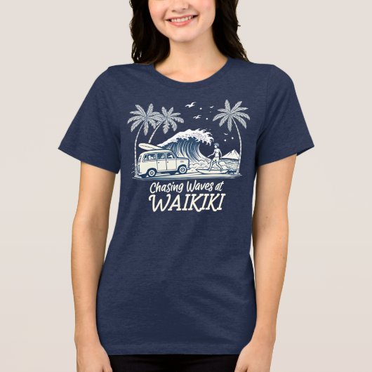 Chasing Waves at Waikiki Tri-Blend Shirt (Voorkant)