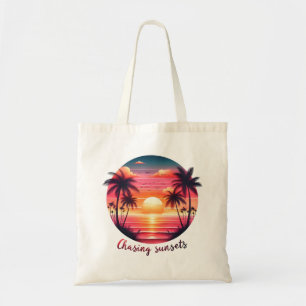 "Chasing Zonsondergangen" Beach Sunset Canvas tas