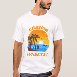 Chasing Zonsondergangen Trendy Sunset Beach Draag T-shirt
