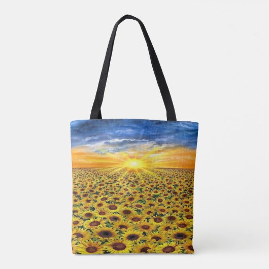 Chasing Zonsondergangen: Zonnebloem veld dromen Ta Tote Bag (Achterkant)