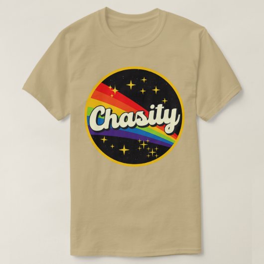 Chasity regenboog in ruimte  stijl t-shirt (Design voorkant)
