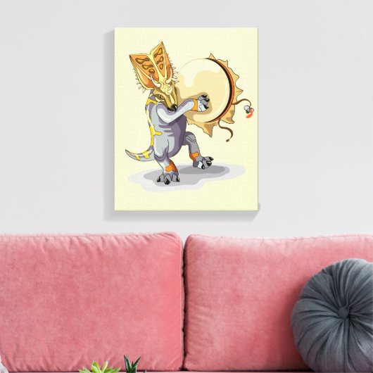 Chasmosaurus dansen een sjamaan ritueel canvas afdruk (Insitu (Woonkamer))