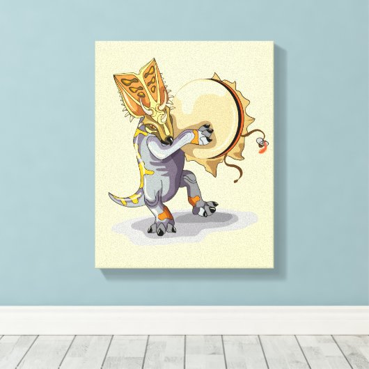 Chasmosaurus dansen een sjamaan ritueel canvas afdruk (Insitu (Houten vloer))