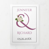 Chassis paars ampersand met witte rozenbruiloft drieluik uitnodiging (Cover)