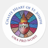Chaste Hart van St. Joseph Glas in lood Design Ronde Sticker (Voorkant)