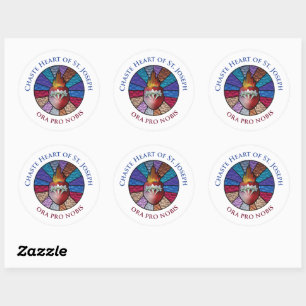 Chaste Hart van St. Joseph Glas in lood Design Ronde Sticker