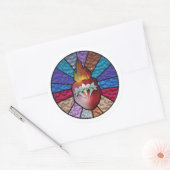 Chaste Heart of St. Joseph (Glas in lood versie) Ronde Sticker (Envelop)