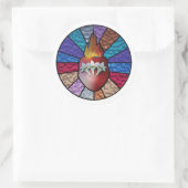 Chaste Heart of St. Joseph (Glas in lood versie) Ronde Sticker (Tas)