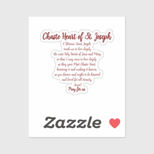 Chaste Heart Prayer Vinyl Sticker (Vel)