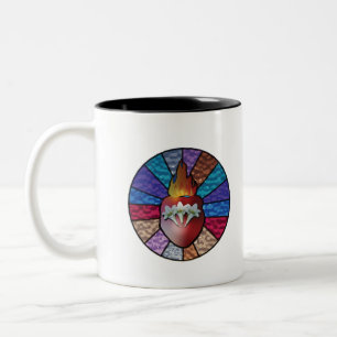 Chaste Heart van St. Joseph: Versie Glas in lood Tweekleurige Koffiemok
