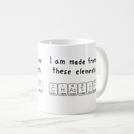 Chastity periodieke lijstnaam mok (Voorkant rechts)