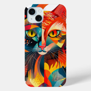 Chat Abstract Coloré - Geometrisch 🎨 ontwerp 🐱 iPhone 15 Mini Hoesje